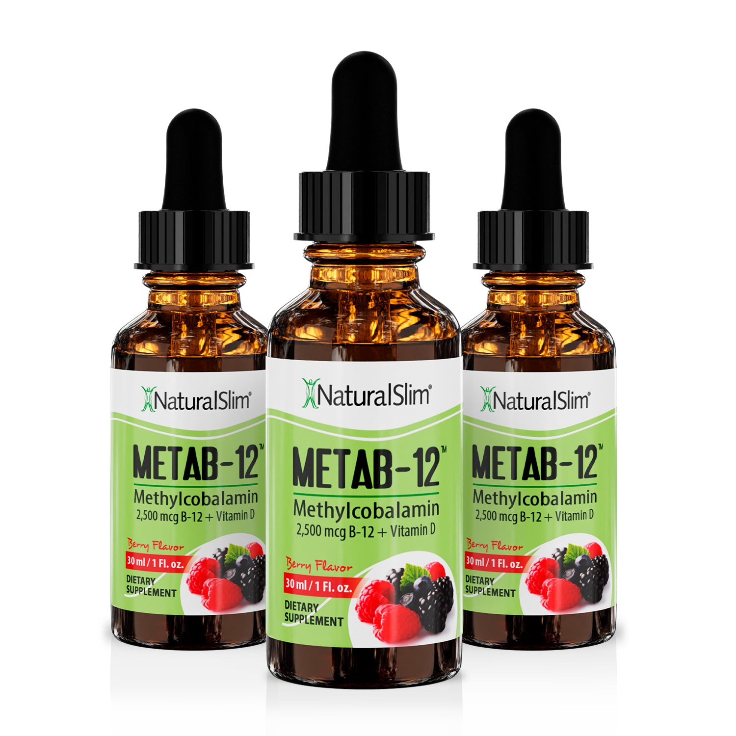 Metab-12 | Berry Liquid Vitamin B-12 (methylcobalamin) + Vitamin D