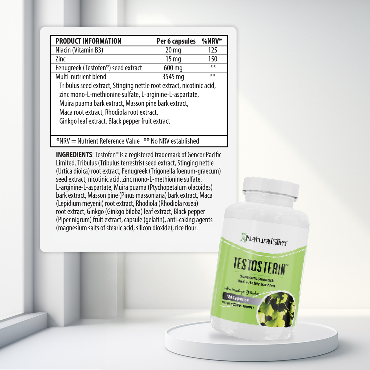 Testosterin nutritional information