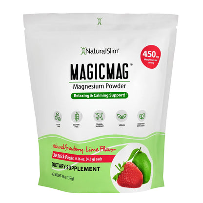 MAGICMAG® Stick Packs | Travel | Strawberry-Lime | Magnesium Citrate Supplement