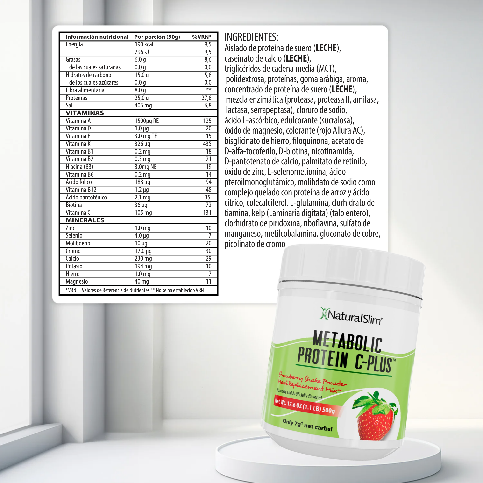 Metabolic Protein C-Plus Strawberry información nutricional