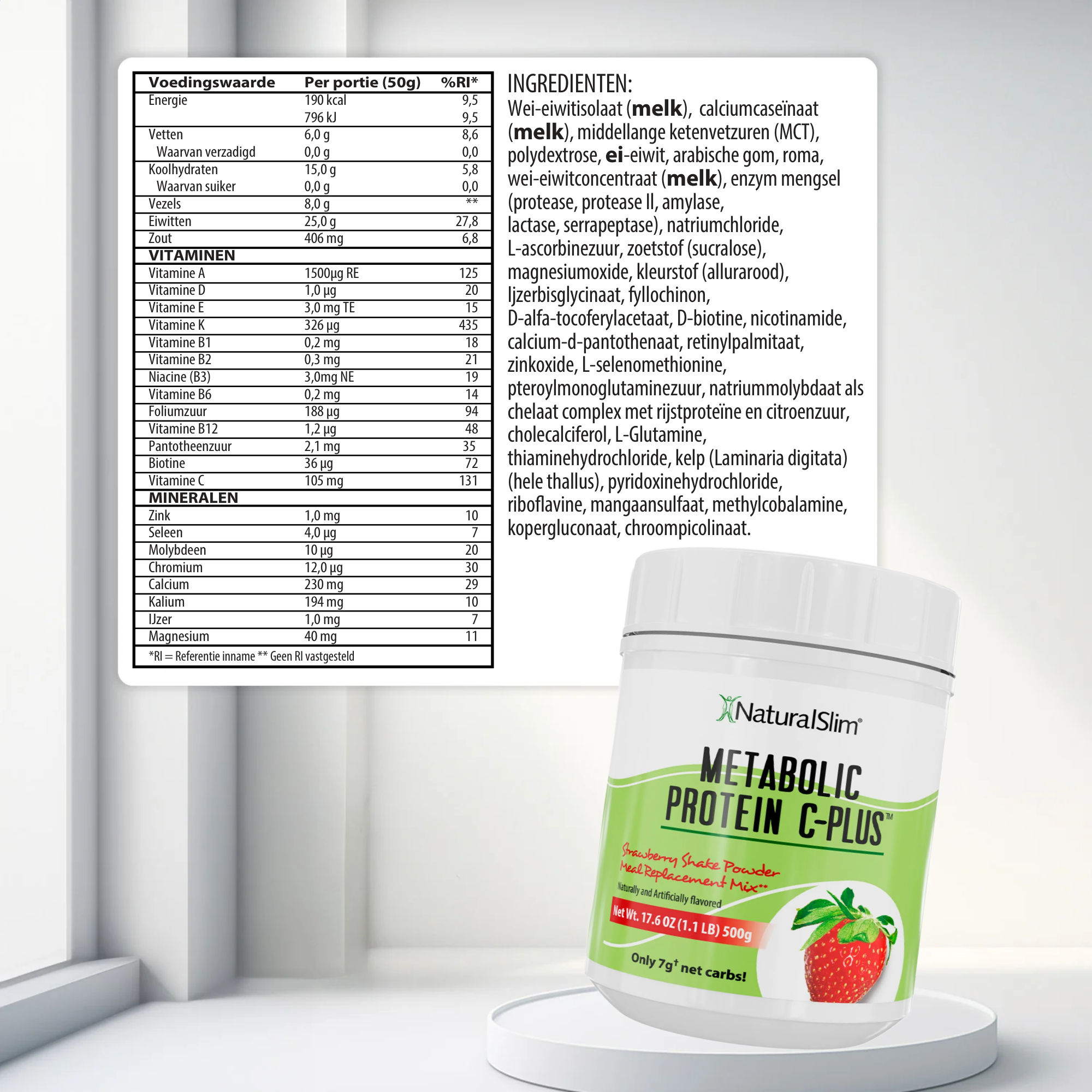 Metabolic Protein C-Plus Strawberry voedingswaarde-informatie [facts:nl]